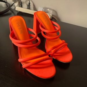 New neon orange mules
